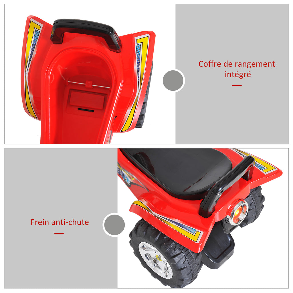 Porteur Enfants Quad 12-36 Mois dim. 60L x 38l x 42H cm Effets Lumineux et sonores Rouge Noir