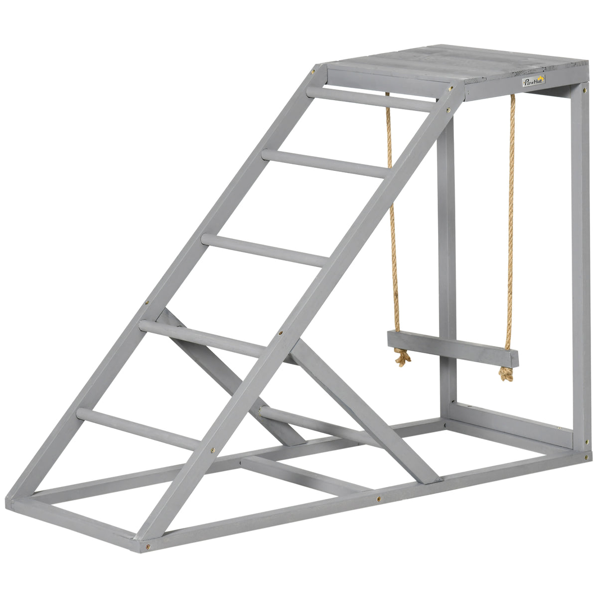 Perchoir en bois pour poule, aire de jeux en bois pour poules avec balançoire, échelle, plateforme, 96 x 40 x 71 cm, gris