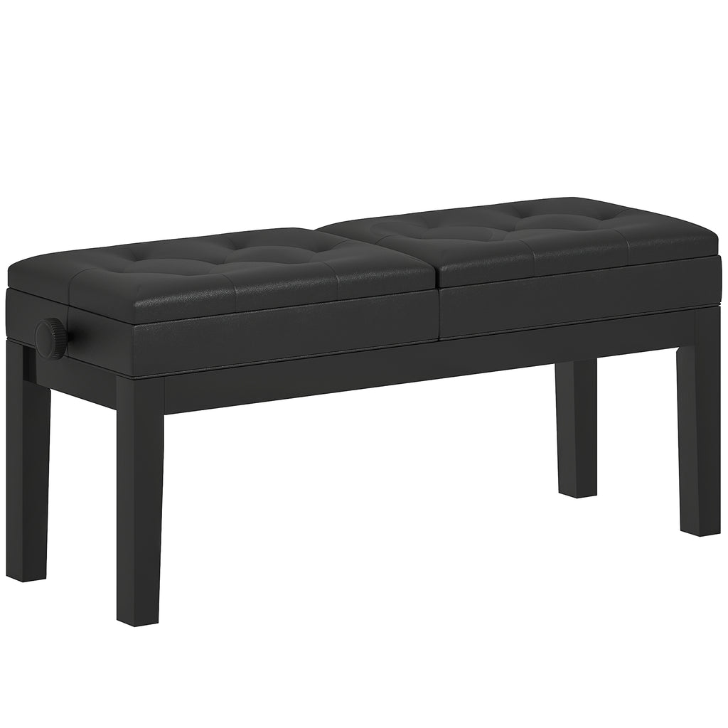 Banc de piano réglable en hauteur, tabouret de piano avec rangement, banquette pour clavier capitonné, noir