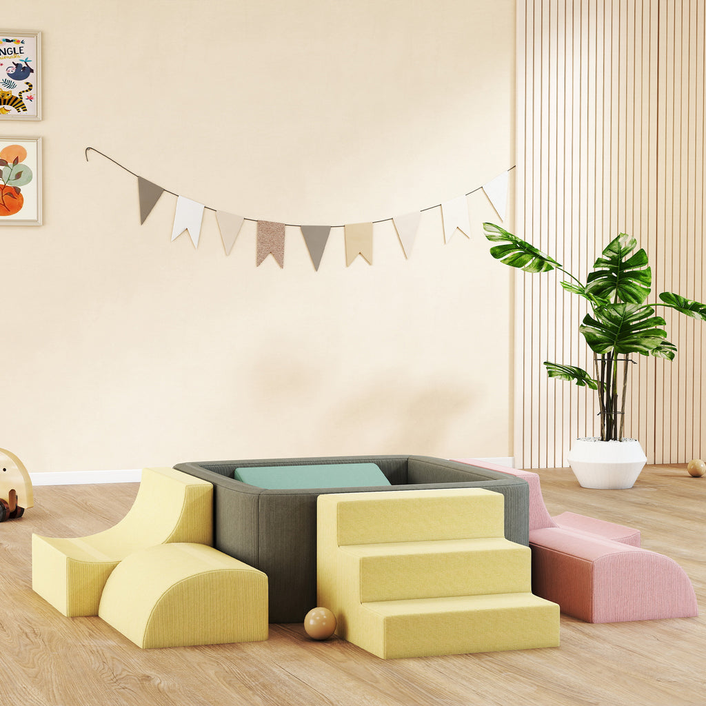 Parcours motricité bébé modulable en mousse 7 pièces housse lavable en velours côtelé 174 x 174 x 30 cm multicolore