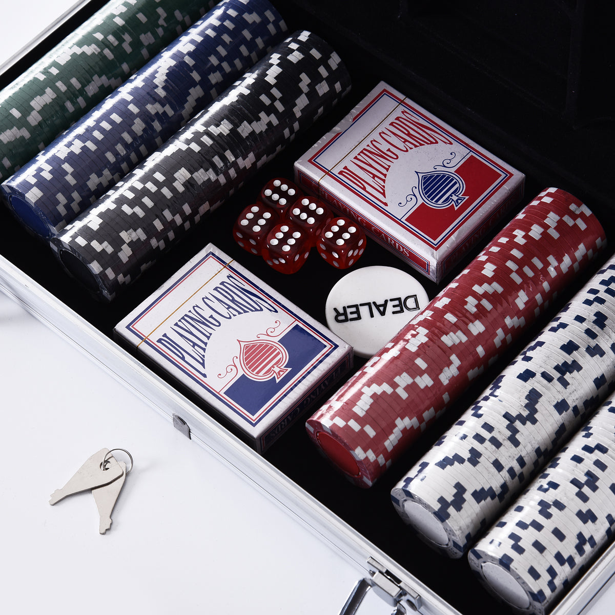 Mallette de Poker Coffret de Poker Complet avec 300 jetons 2 Jeux de Cartes + 2 clés Aluminium