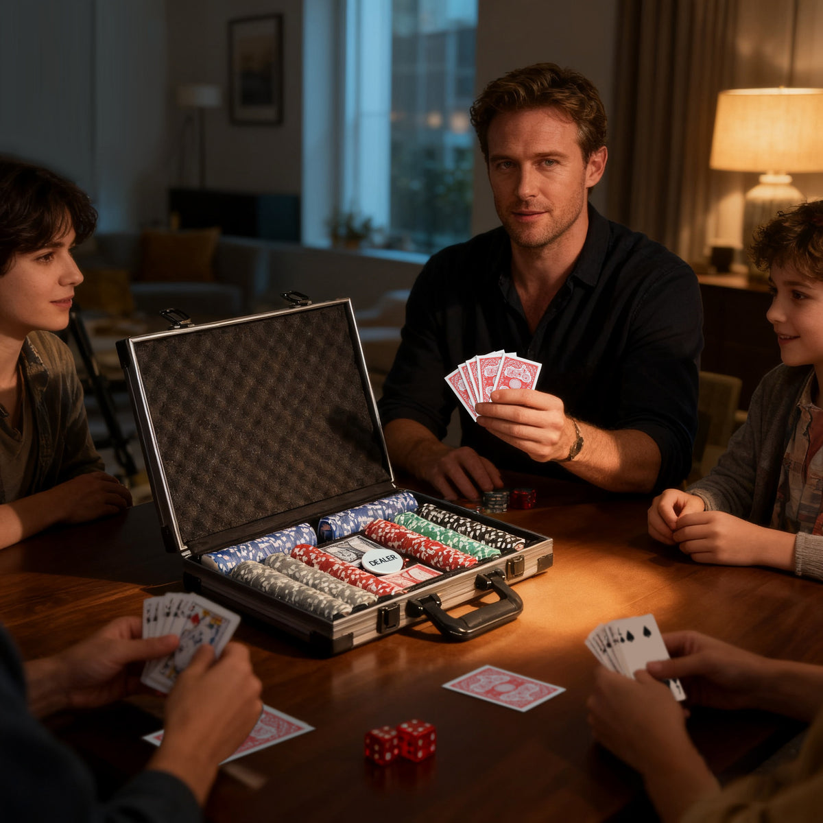 Mallette de poker coffret de poker complet 400 jetons, boîtier en ABS, cartes à jouer, dés, dealer, tapis, clés