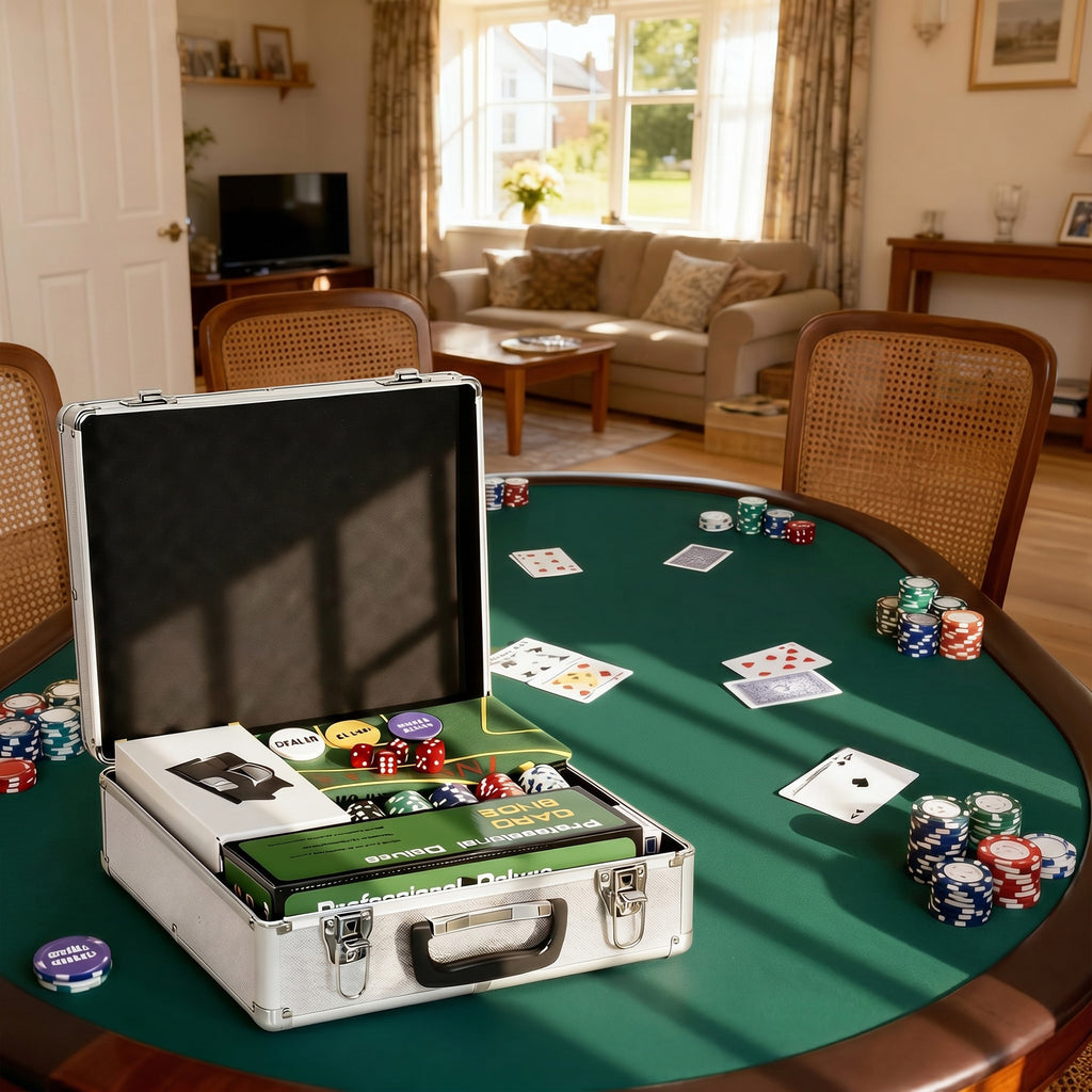 Mallette de poker coffret de poker complet 500 jetons, boîtier en ABS, cartes à jouer, dés, dealer, tapis, clés