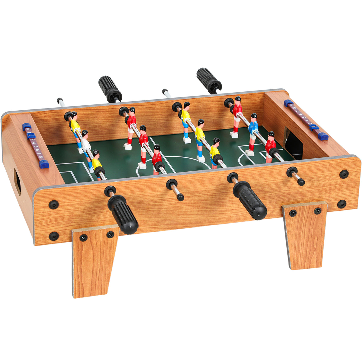 Mini Babyfoot Jeu de Table Baby-Foot Panneaux de Score et 2 Balles 50,6x50,5x18cm Finition Bois Naturel