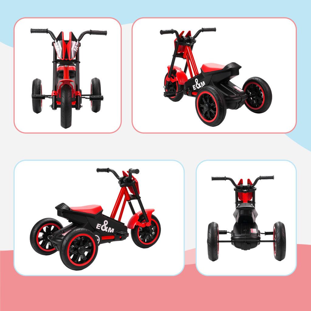 Tricycle pour enfants, vélo d'équilibre 3 roues avec pédale pour 18 à 36 mois, pour intérieur et extérieur, rouge