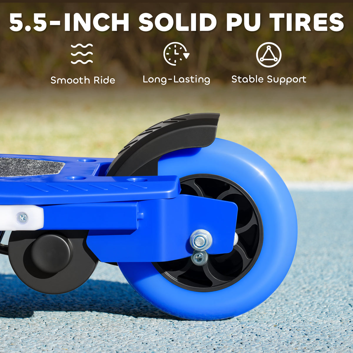 Trottinette électrique pour enfants 6-14 ans, vitesse maximale 10 km/h, lumières LED colorées, frein électrique, bleu