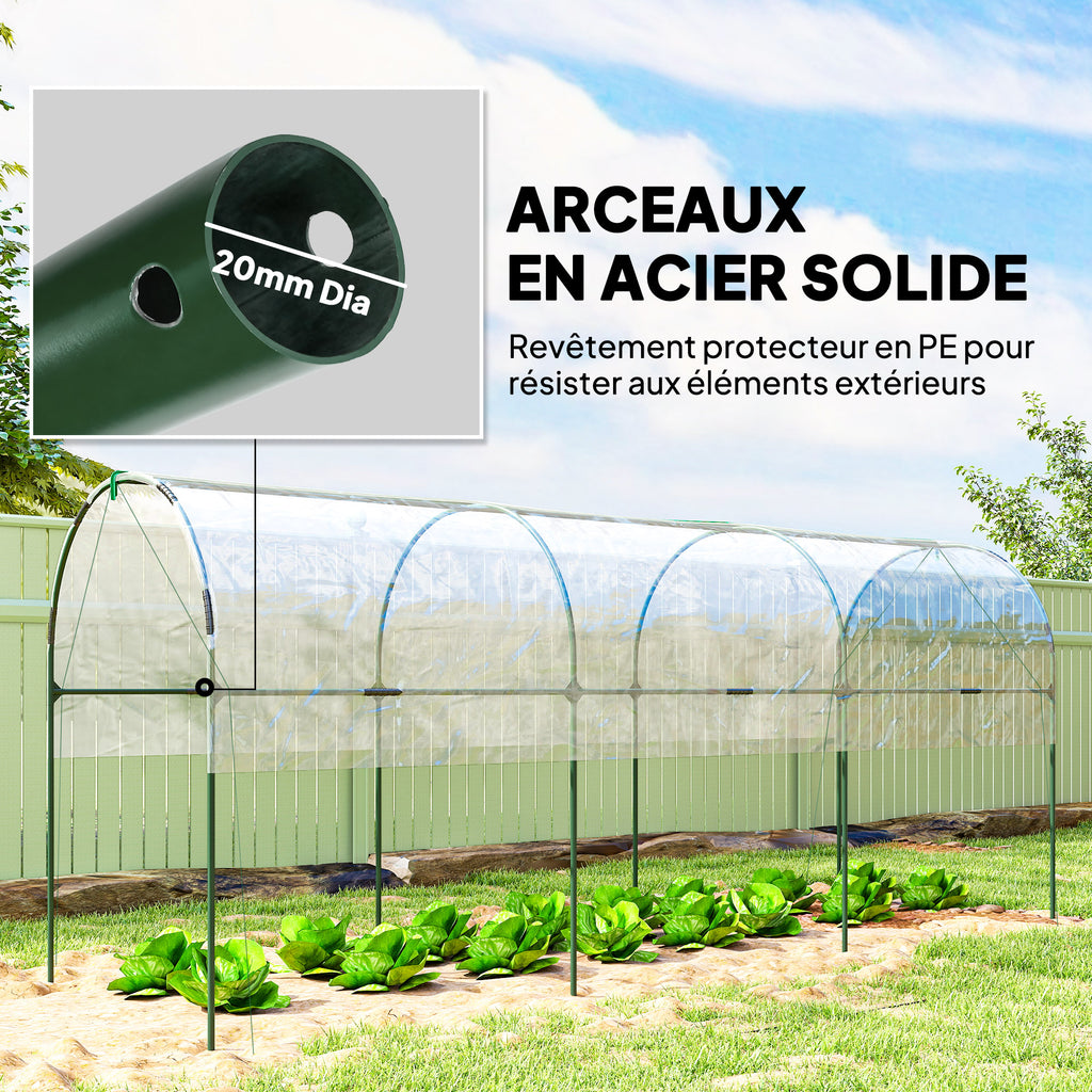 Serre de jardin serre à tomates 4 arceaux en acier bâche en PVC 4 x 1,2 x 1,7 m vert