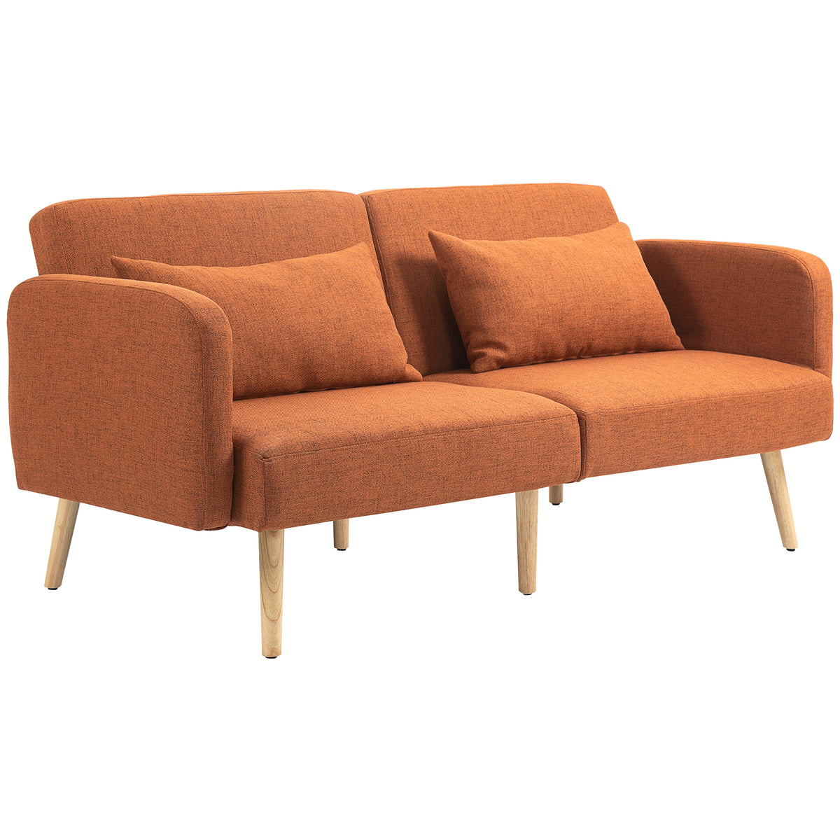 Canapé convertible 3 places design clic clac dossier inclinable et accoudoirs réglables tissu effet lin marron