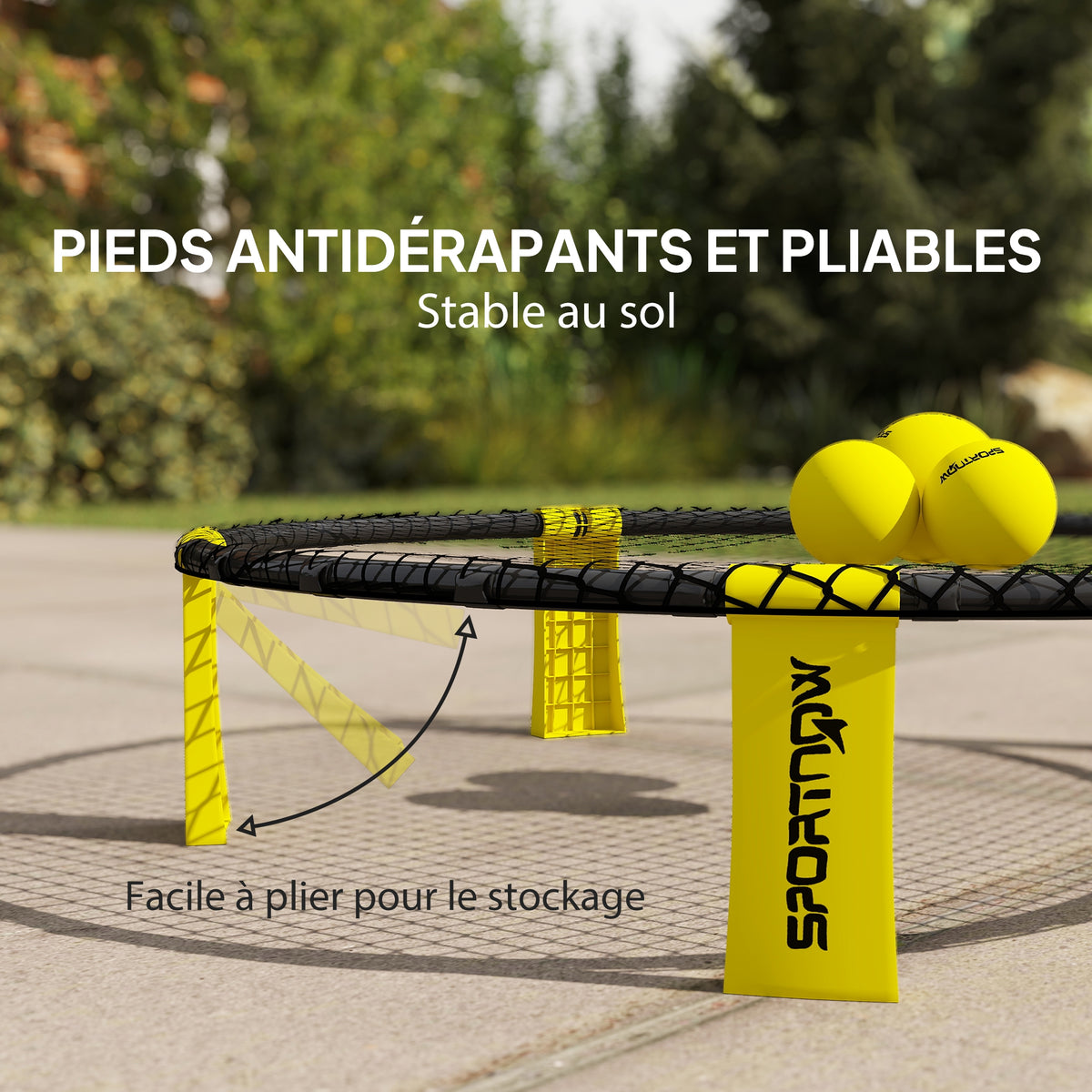 Ensemble jeu de mini-volleyball en plein air avec filet, 3 balles et pompe, portable avec sac de transport jaune