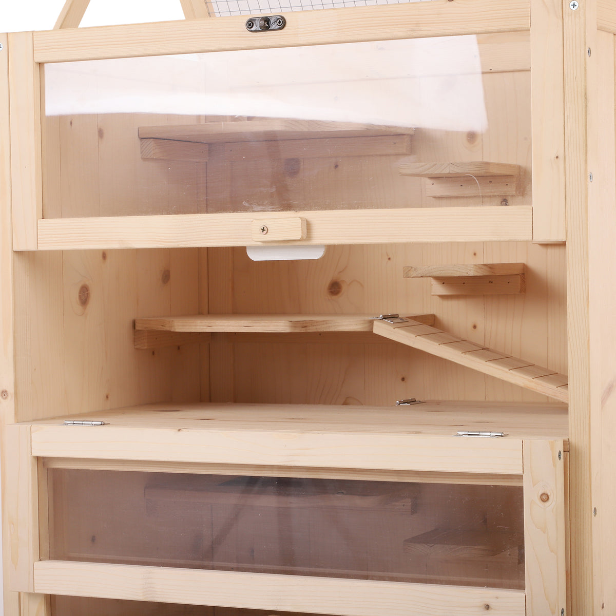 Cage pour hamsters souris petits rongeurs multi-niveaux 5 étages 10 plateformes bois de pin 60 x 40 x 120 cm