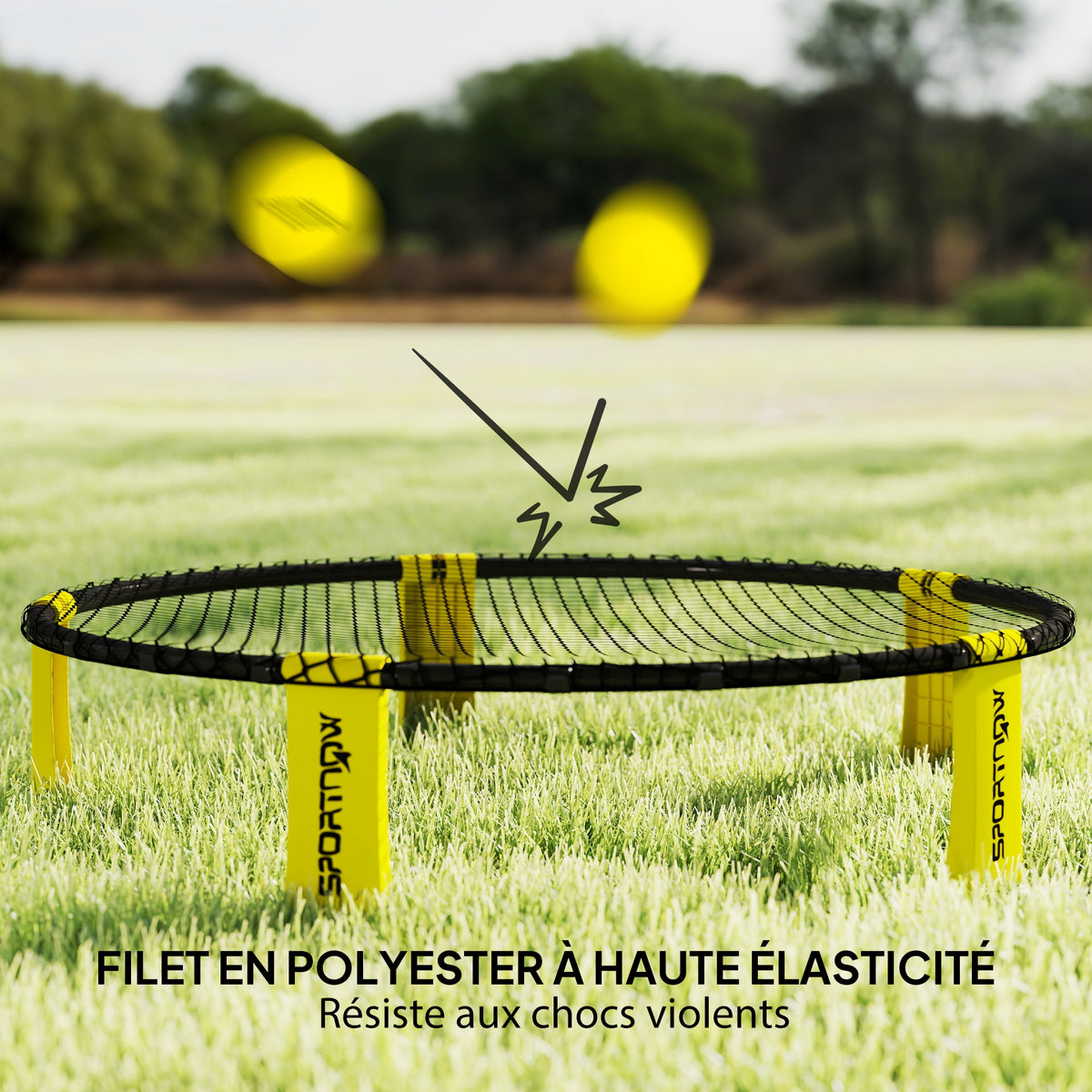 Ensemble jeu de mini-volleyball en plein air avec filet, 3 balles et pompe, portable avec sac de transport jaune