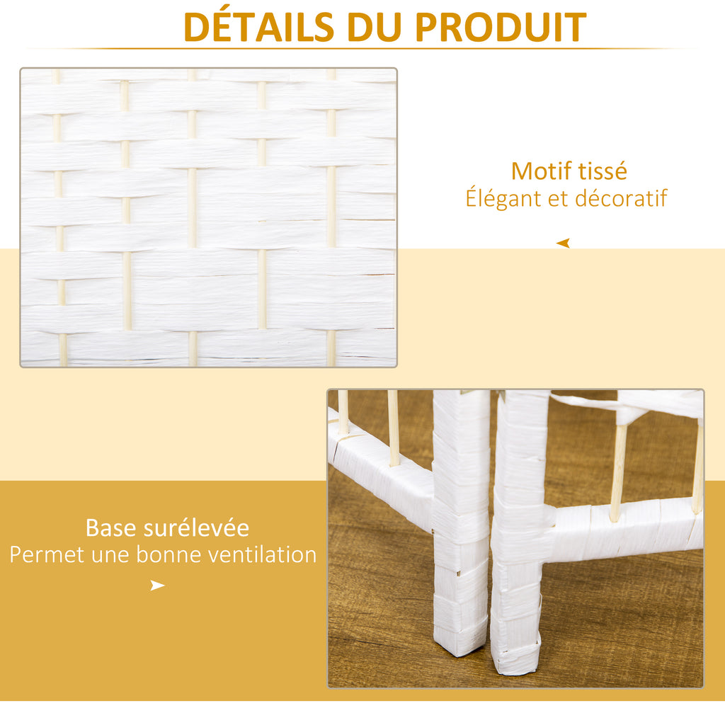 Paravent intérieur en bois séparateur de pièce cloison pliable 4 panneaux 160 x 170 cm blanc