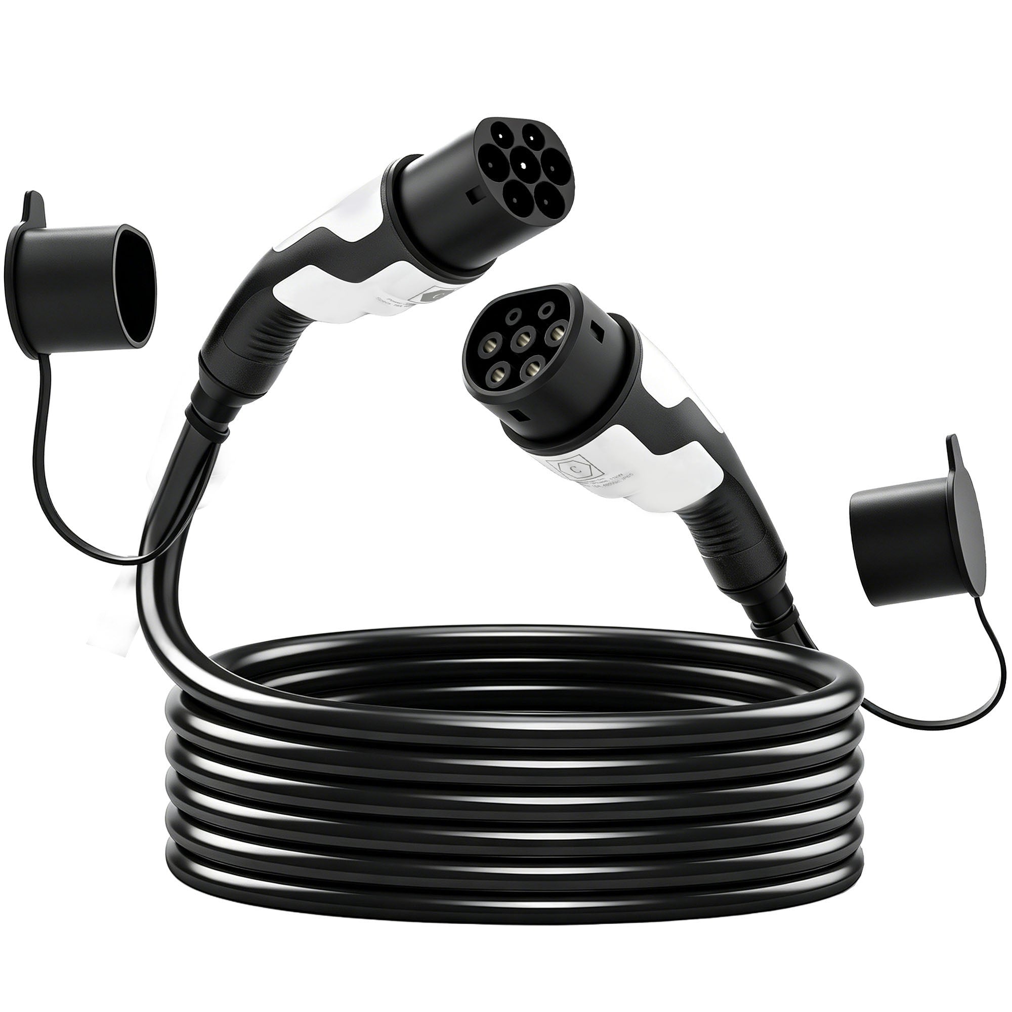 Câble de Recharge Voiture Électrique Type 2 22kw Triphasé Mode 3 Rallonge Cable Recharge Rapide 5m Assuré par PICC Noir