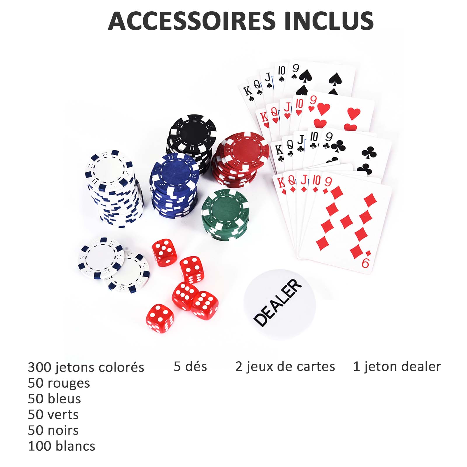 Mallette de Poker Coffret de Poker Complet avec 300 jetons 2 Jeux de Cartes + 2 clés Aluminium