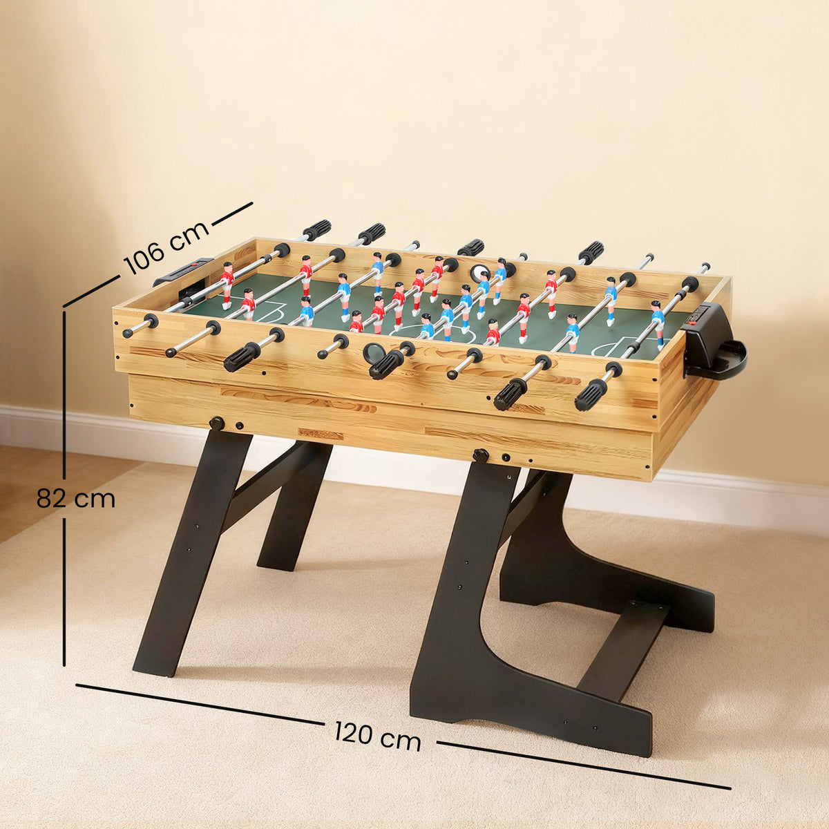 Table multijeux 13 en 1 pliable, table de jeu baby-foot, billard, pour enfants et adultes 120 x 106 x 82 cm noyer clair