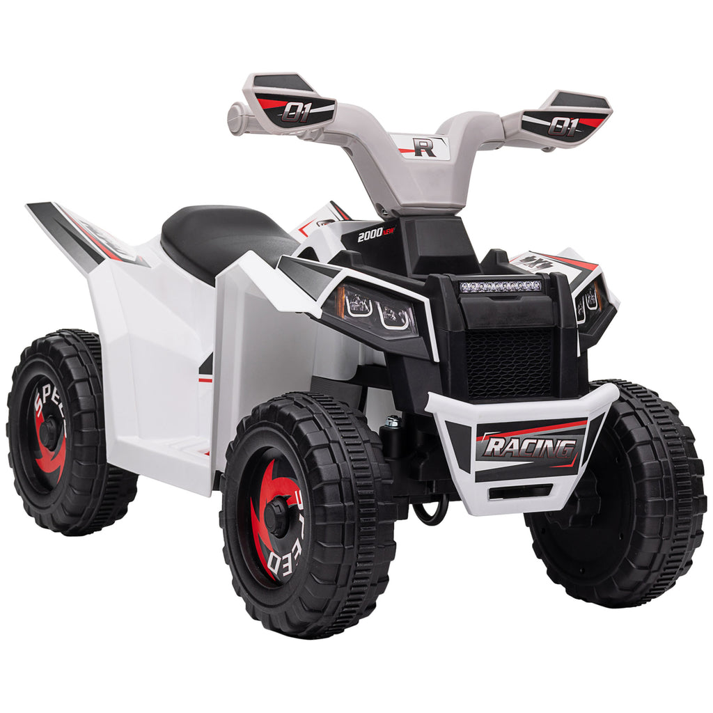 Quad électrique pour enfants véhicule à batterie 6V avec marche avant et arrière 70L x 41,5l x 48,5H cm Blanc