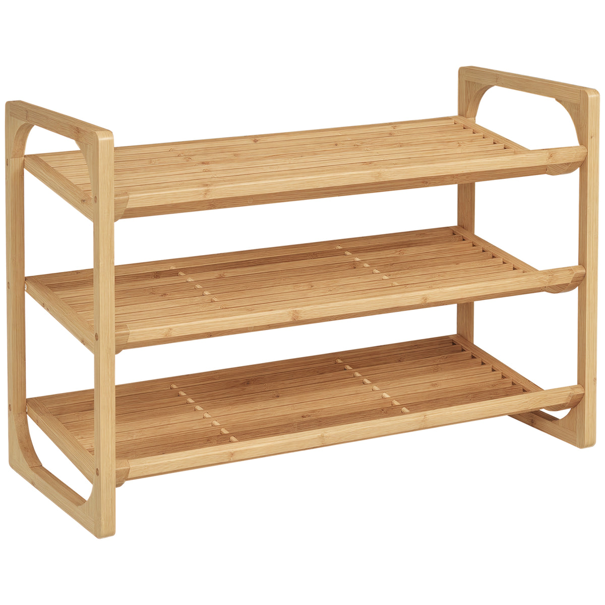 Étagère à chaussures à 3 niveaux porte-chaussures en bambou 9 paires de chaussures 76 x 33 x 51 cm naturel