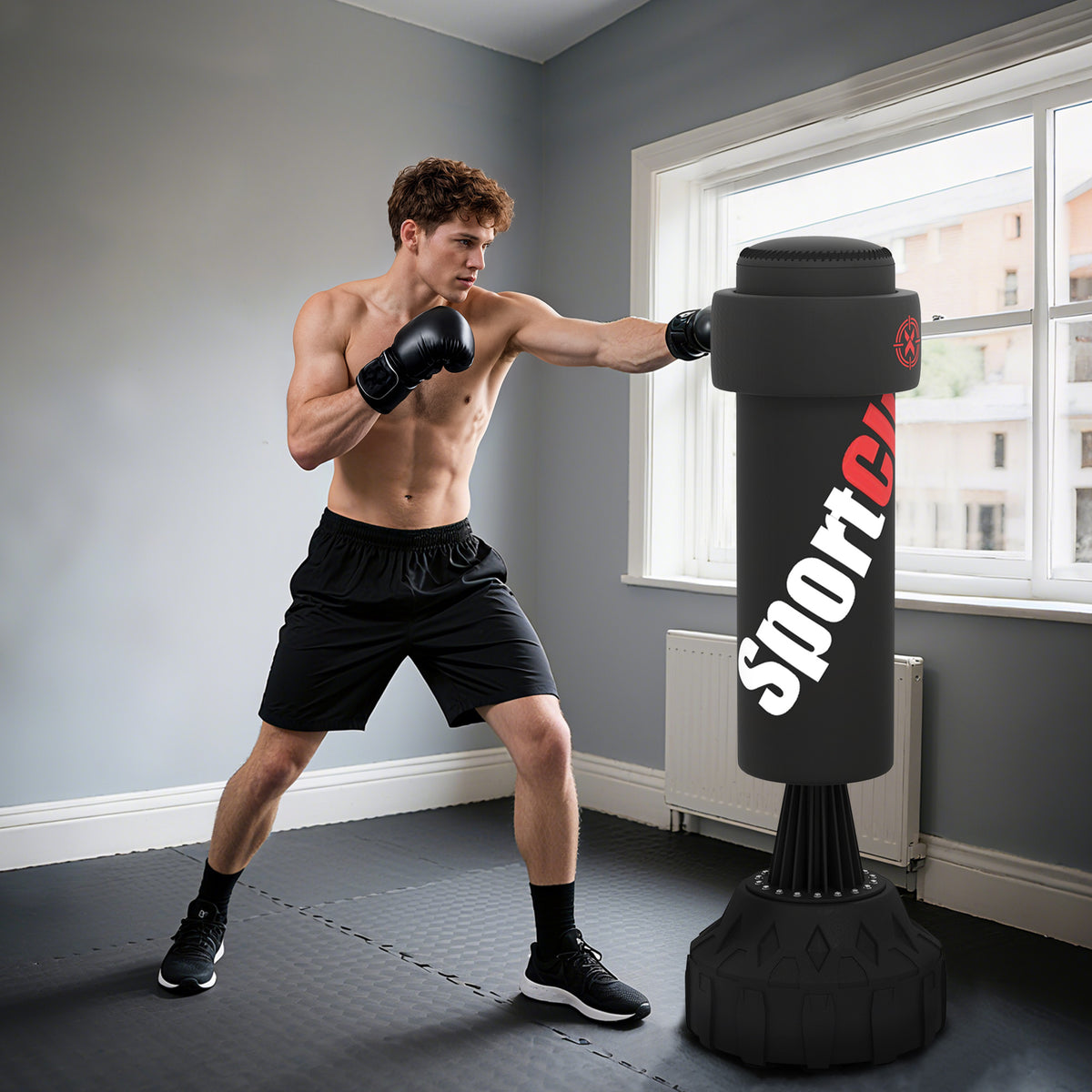 Sac de boxe sur pied autoportant cible réglable en hauteur, avec Ventouses, équipement Boxe