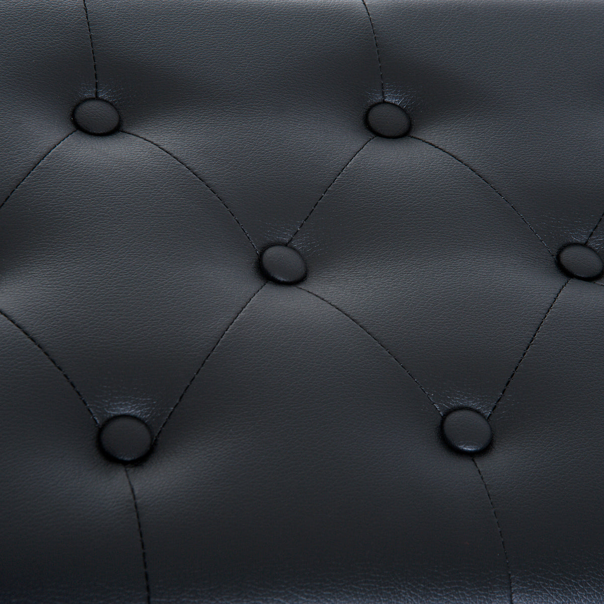 Banquette tabouret siège pour piano avec coffre de rangement pied bois caoutchouc assise capitonnée noir