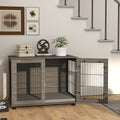 Cage pour chien 2 en 1 table d'appoint avec coussin en peluche déhoussable porte verrouillable 100 x 60 x 73,5 cm gris