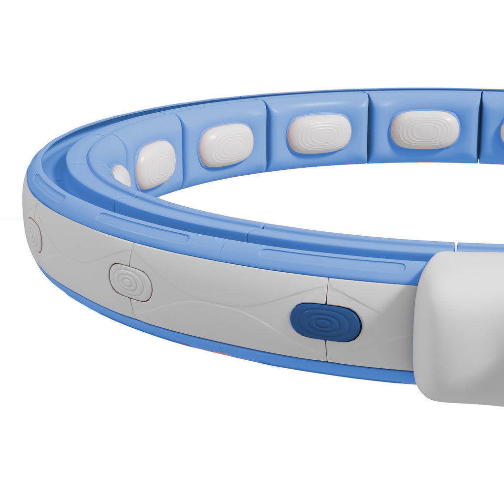 Hula Hoop Cerceau avec Picots de Massage ajustable de 76 à 113 cm de tour de taille 16 segments amovibles, bleu clair