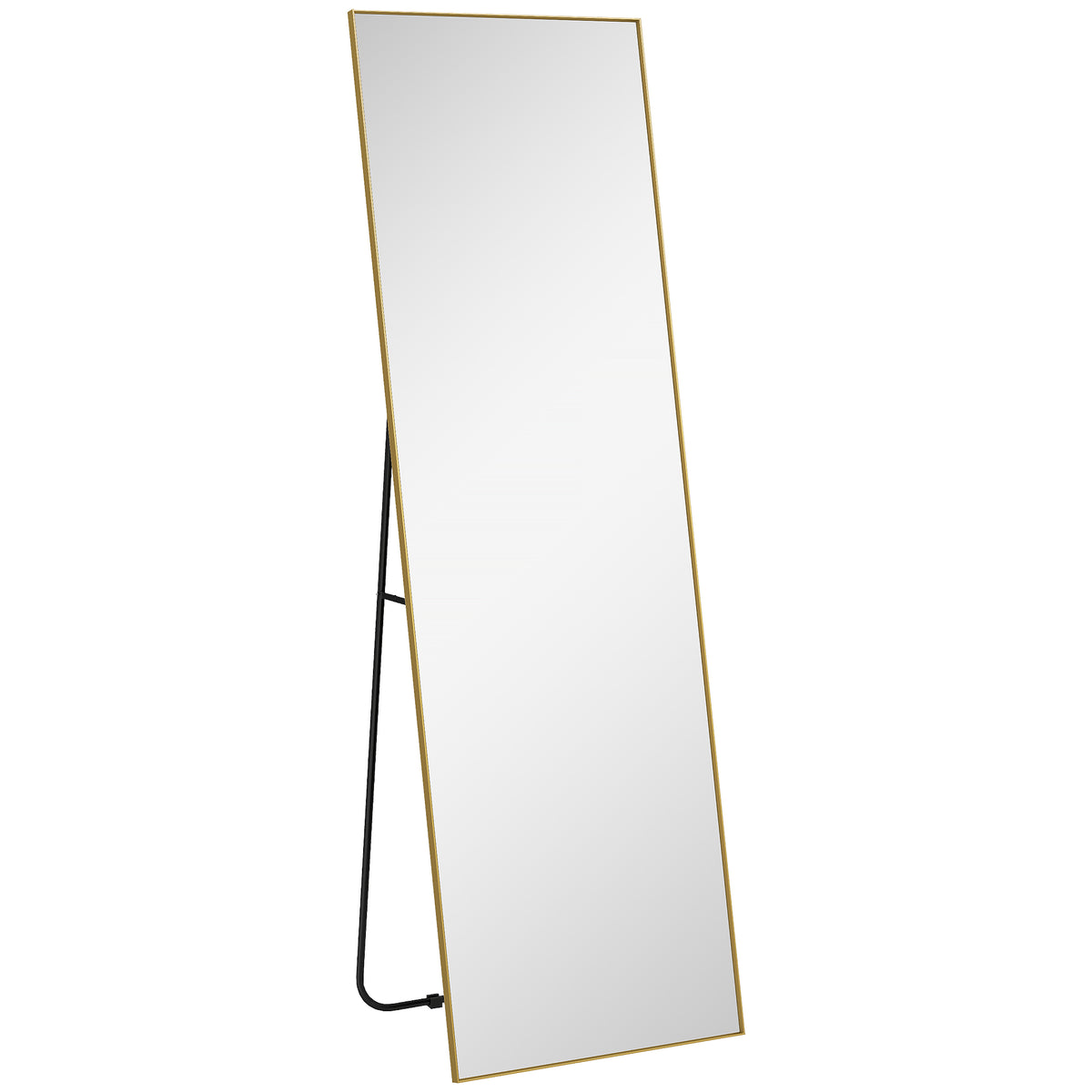 Grand miroir pleine longueur rectangulaire, 50 x 160 cm, miroir sur pied, mural ou pocé contre mur, doré