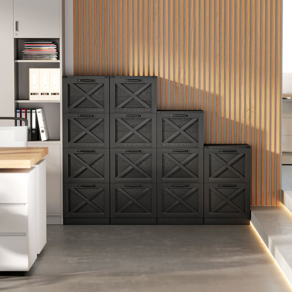 Caisson de Bureau avec 2 Tiroirs, Dossiers Suspendus pour Formats Lettre/A4, Style Rustique, 40x40x71cm, Noir