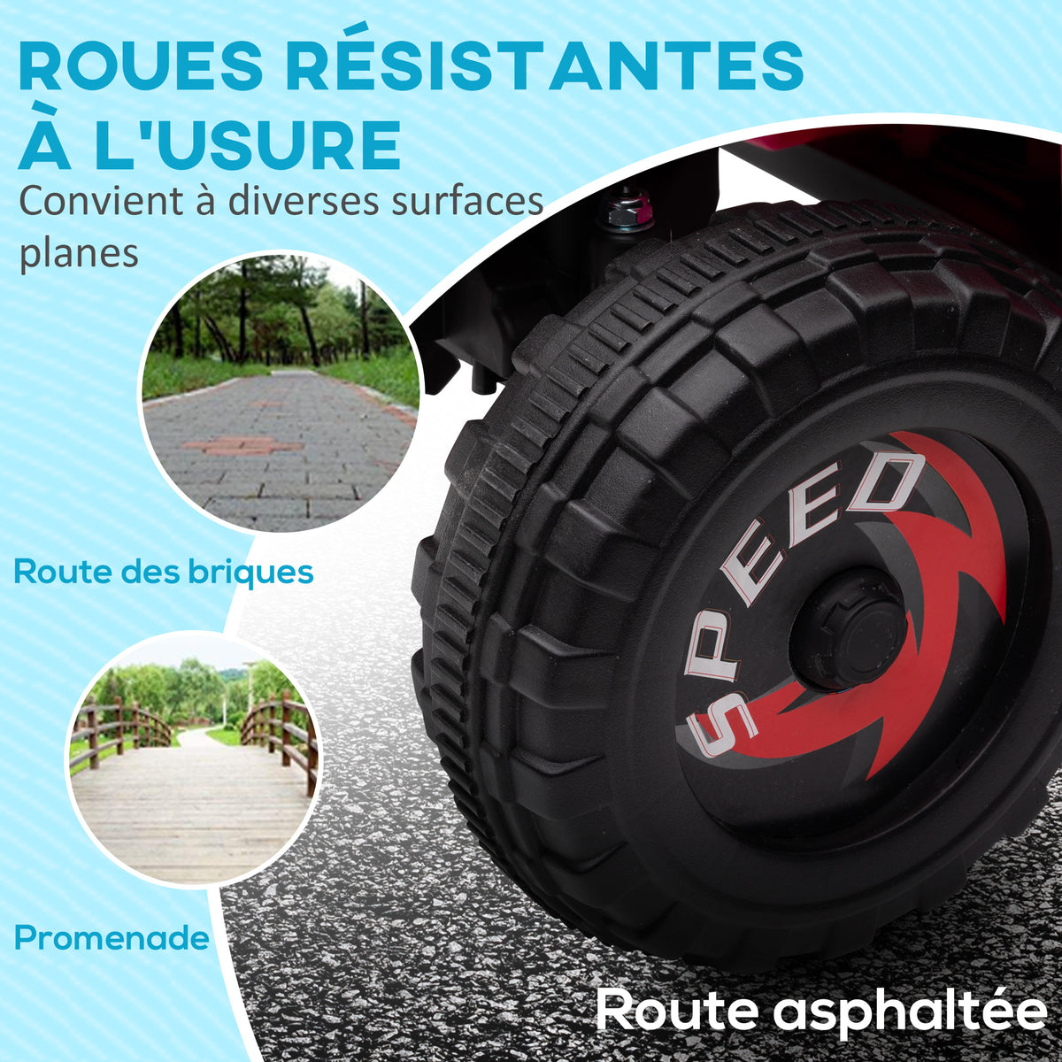 Quad électrique pour enfants véhicule à batterie 6V avec marche avant et arrière 70L x 41,5l x 48,5H cm Rose