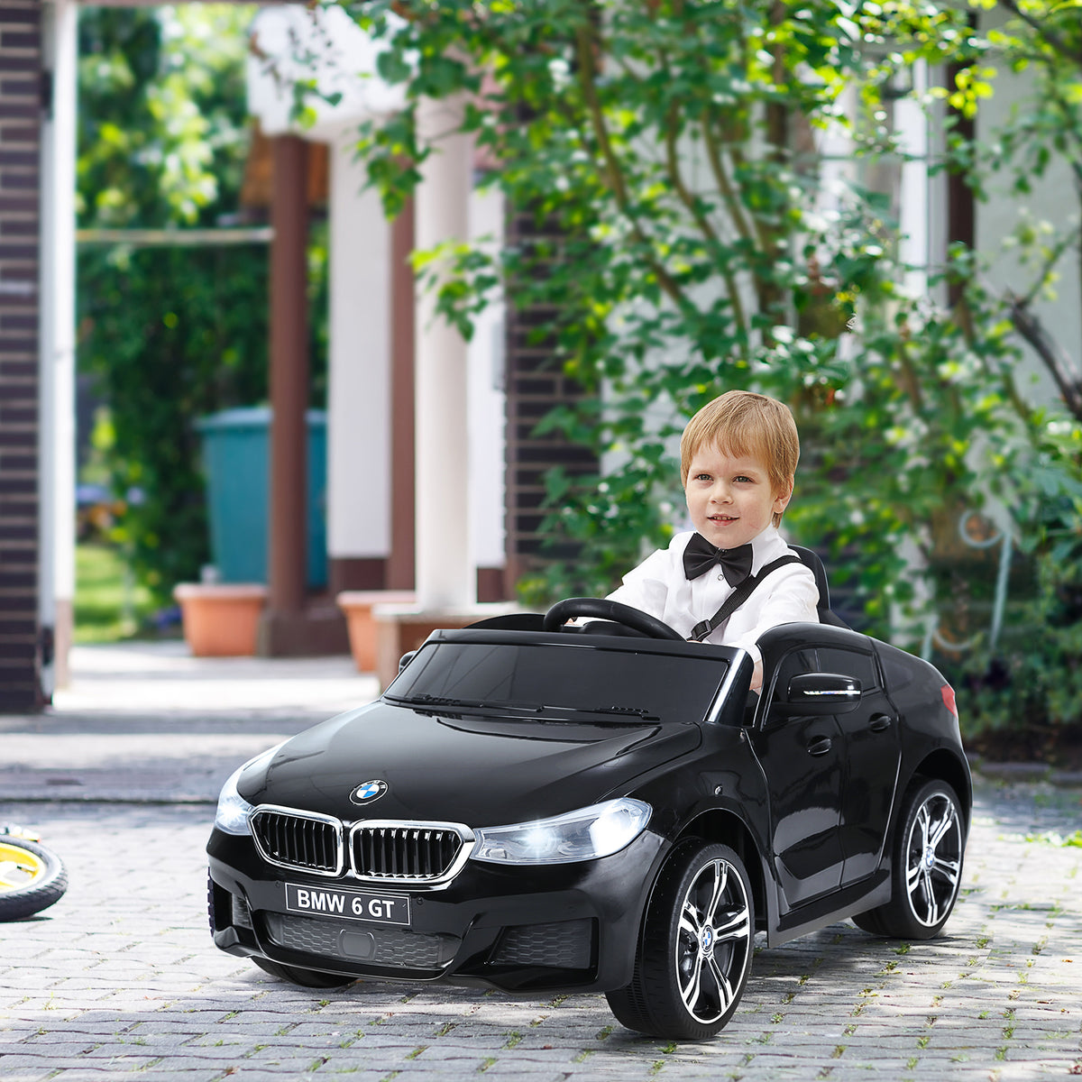 Voiture électrique Enfants 6 V 3 Km/h Max. Effets sonores et Lumineux télécommande Incluse Noir BMW 6 GT