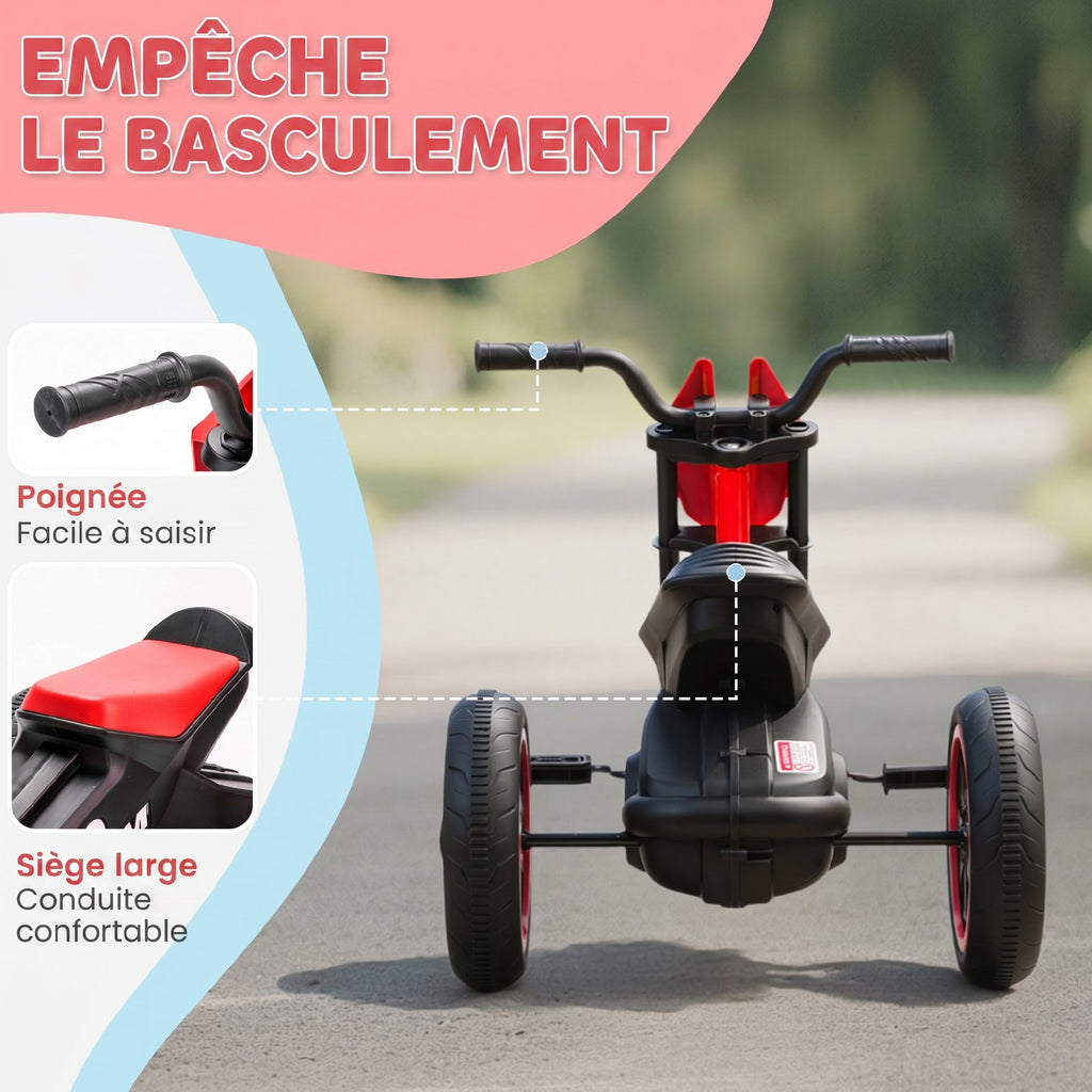 Tricycle pour enfants, vélo d'équilibre 3 roues avec pédale pour 18 à 36 mois, pour intérieur et extérieur, rouge