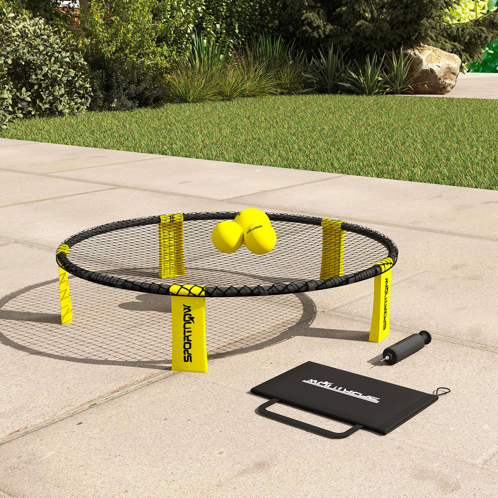 Ensemble jeu de mini-volleyball en plein air avec filet, 3 balles et pompe, portable avec sac de transport jaune