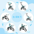 Tricycle 6 en 1 pour enfants, auvent, ceinture de sécurité 5 points, rangement, repose-pieds, frein, 1-5 ans, vert