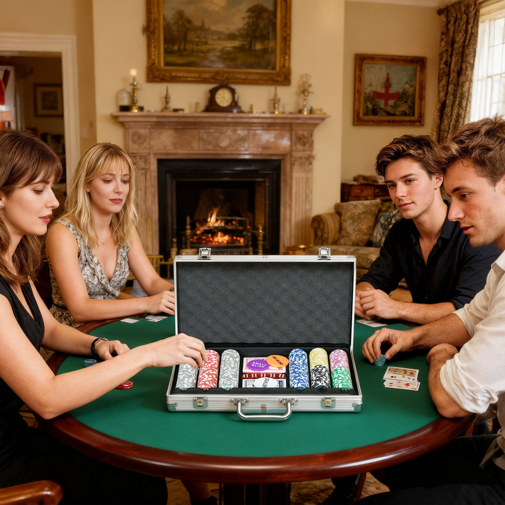 Mallette de Poker Coffret de Poker Complet, verrouillable, avec 300 jetons 2 Jeux de Cartes 3 boutons 1 Tapis en Feutre