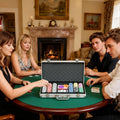 Mallette de Poker Coffret de Poker Complet, verrouillable, avec 300 jetons 2 Jeux de Cartes 3 boutons 1 Tapis en Feutre