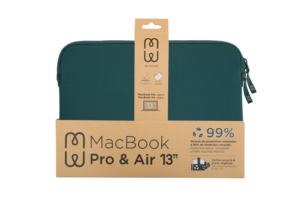 Housse MacBook Pro/Air 13 Basics ²Life Vert/Blanc