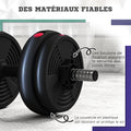Haltères 2 en 1 réglables, haltères libres avec poignées antidérapantes, 15KG - Barres incluses