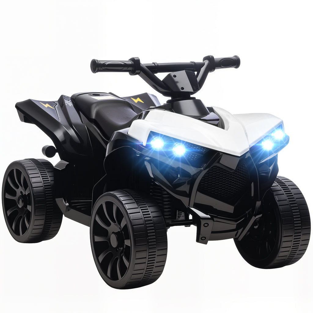 Quad électrique enfant 6V, voiture électrique enfants ATV, musique et phares LED, pour 18-56 mois, 70x42x45cm, blanc