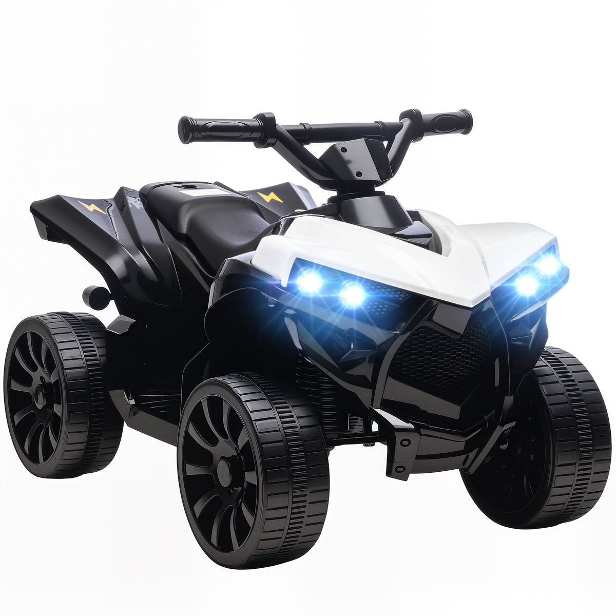 Quad électrique enfant 6V, voiture électrique enfants ATV, musique et phares LED, pour 18-56 mois, 70x42x45cm, blanc