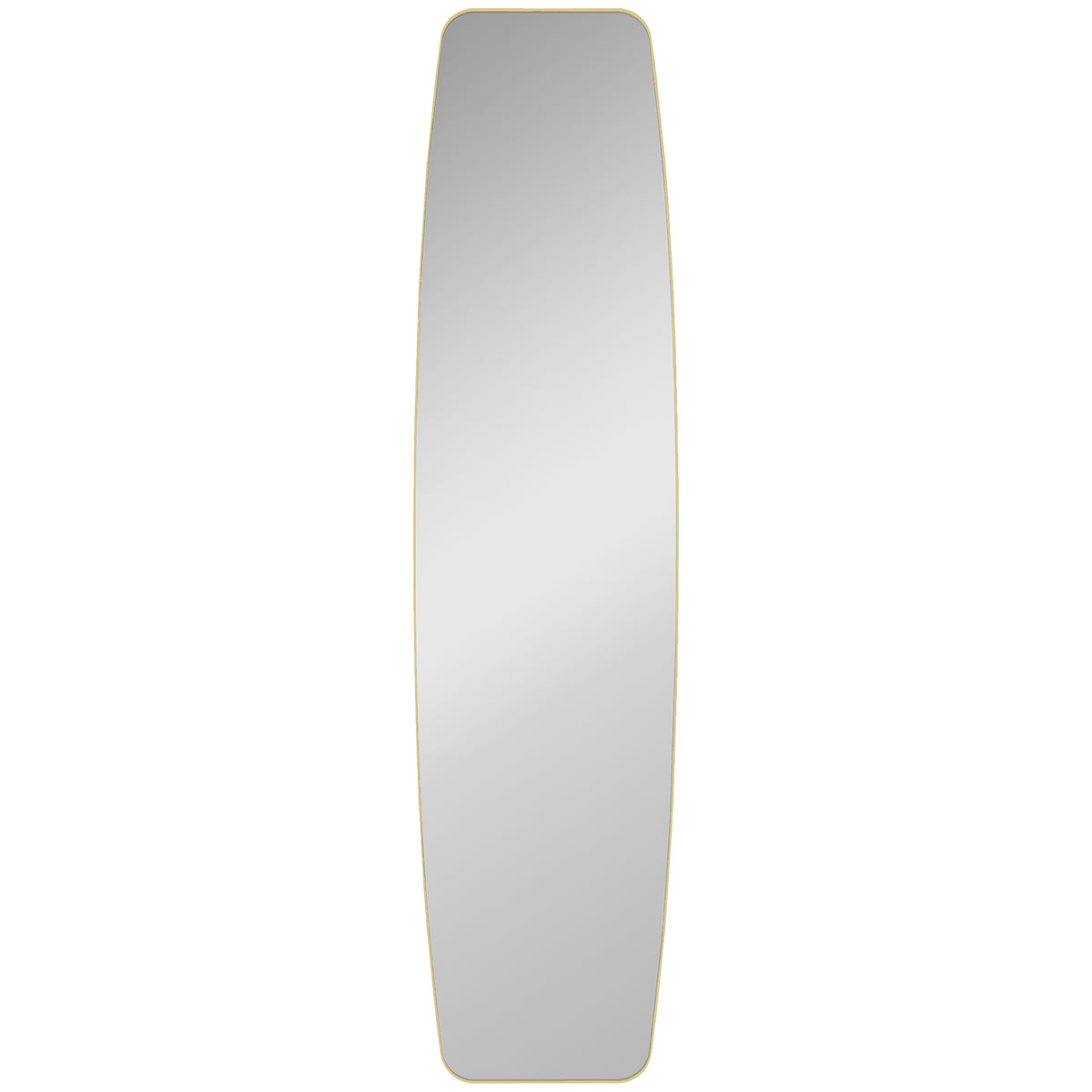Grand miroir mural ovale 160 x 40 cm, miroir suspendu moderne, cadre en métal et bois, prêt à accrocher, doré
