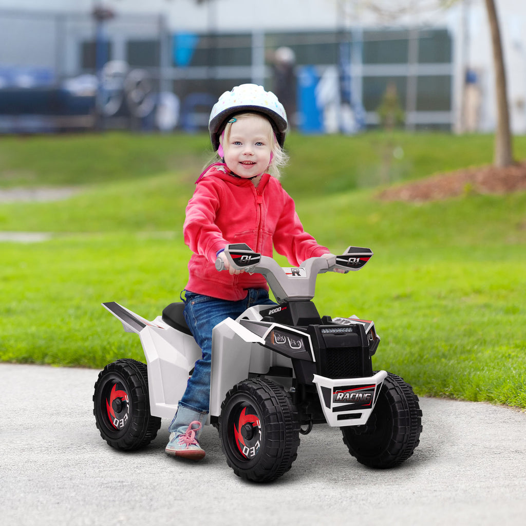 Quad électrique pour enfants véhicule à batterie 6V avec marche avant et arrière 70L x 41,5l x 48,5H cm Blanc