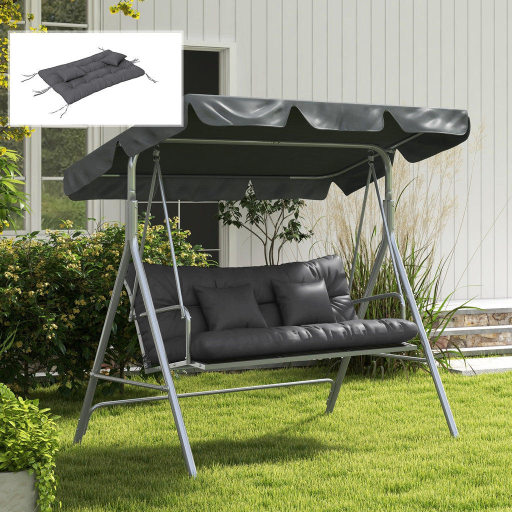 Ensemble de 4 coussins d'extérieur pour balancelle de jardin, 1 coussin d'assise coussins de dossier et 2 oreillers