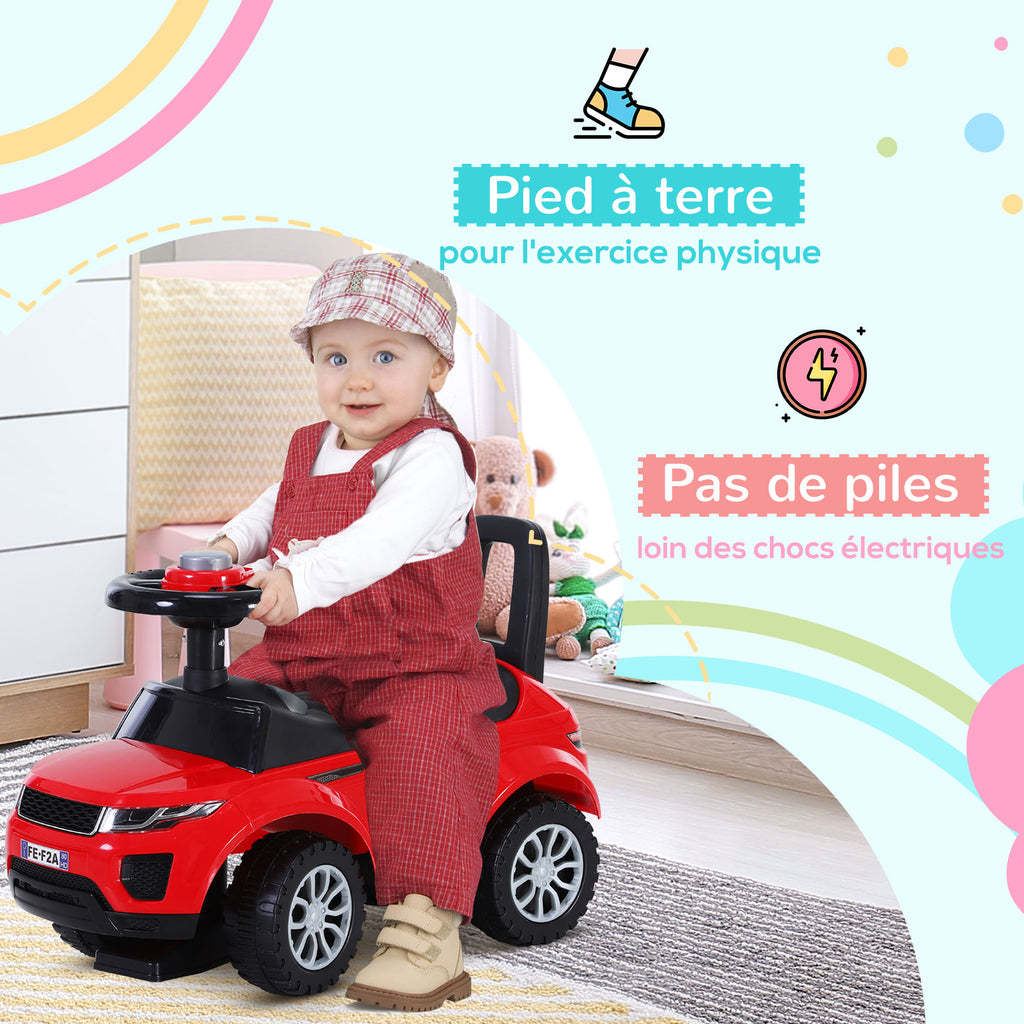 Porteur Enfant Véhicule à Pousser, Porteur Bébé avec Klaxon, Compteurs Factices et Coffre à Jouets, pour Enfants de 12 à 36 Mois, Rouge