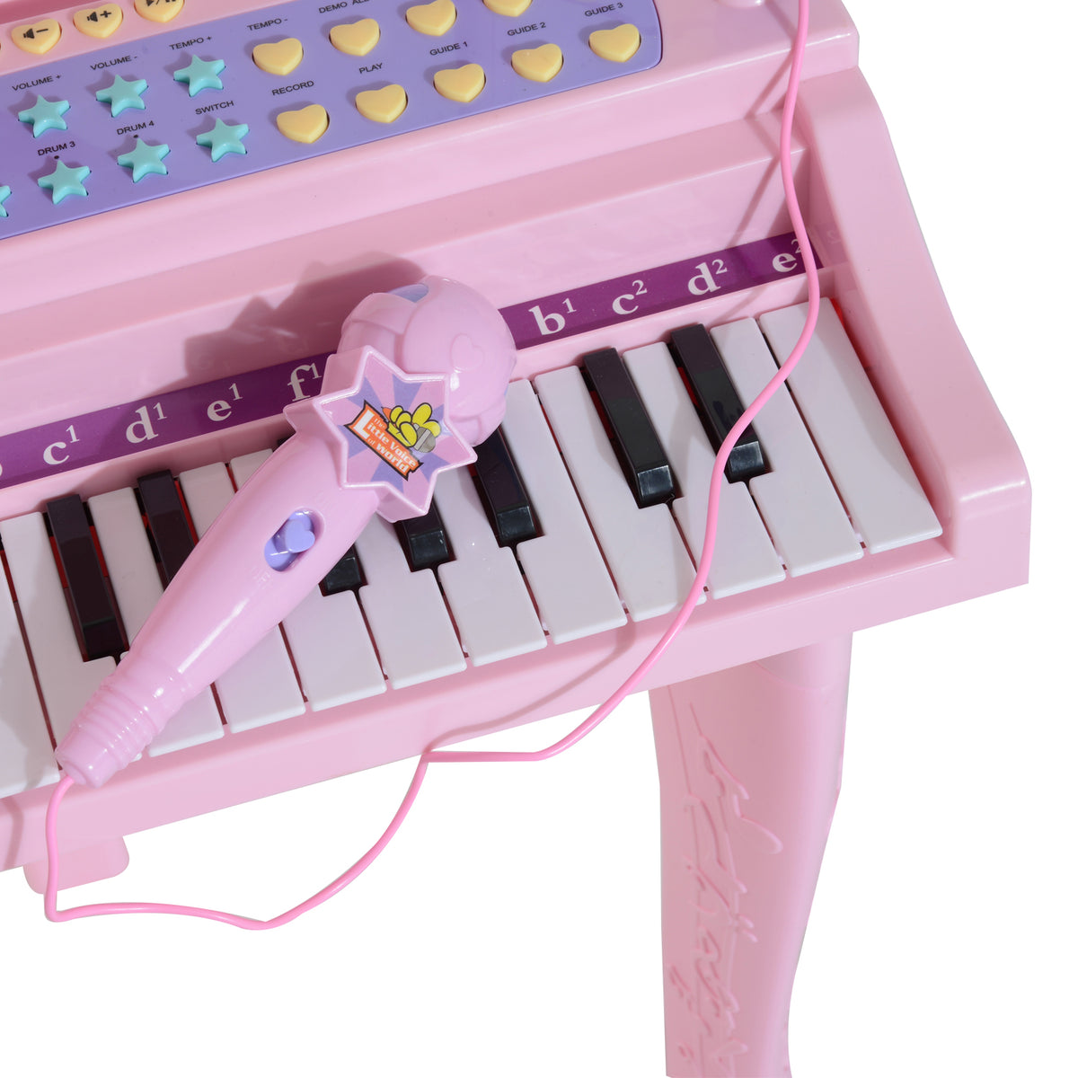 Piano à Queue électronique 37 Touches Multifonctions avec Micro Haut Parleur Rose