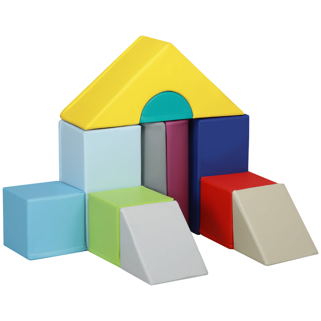 Parcours de motricité bébé 11PCS, module motricité bébé en mousse avec housse en polyuréthane et remplissage en EPE, multicolore