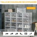 Meuble de rangement modulable, 18 cubes, meuble à chaussures empilables, vêtements, livres, jouets, blanc et transparent