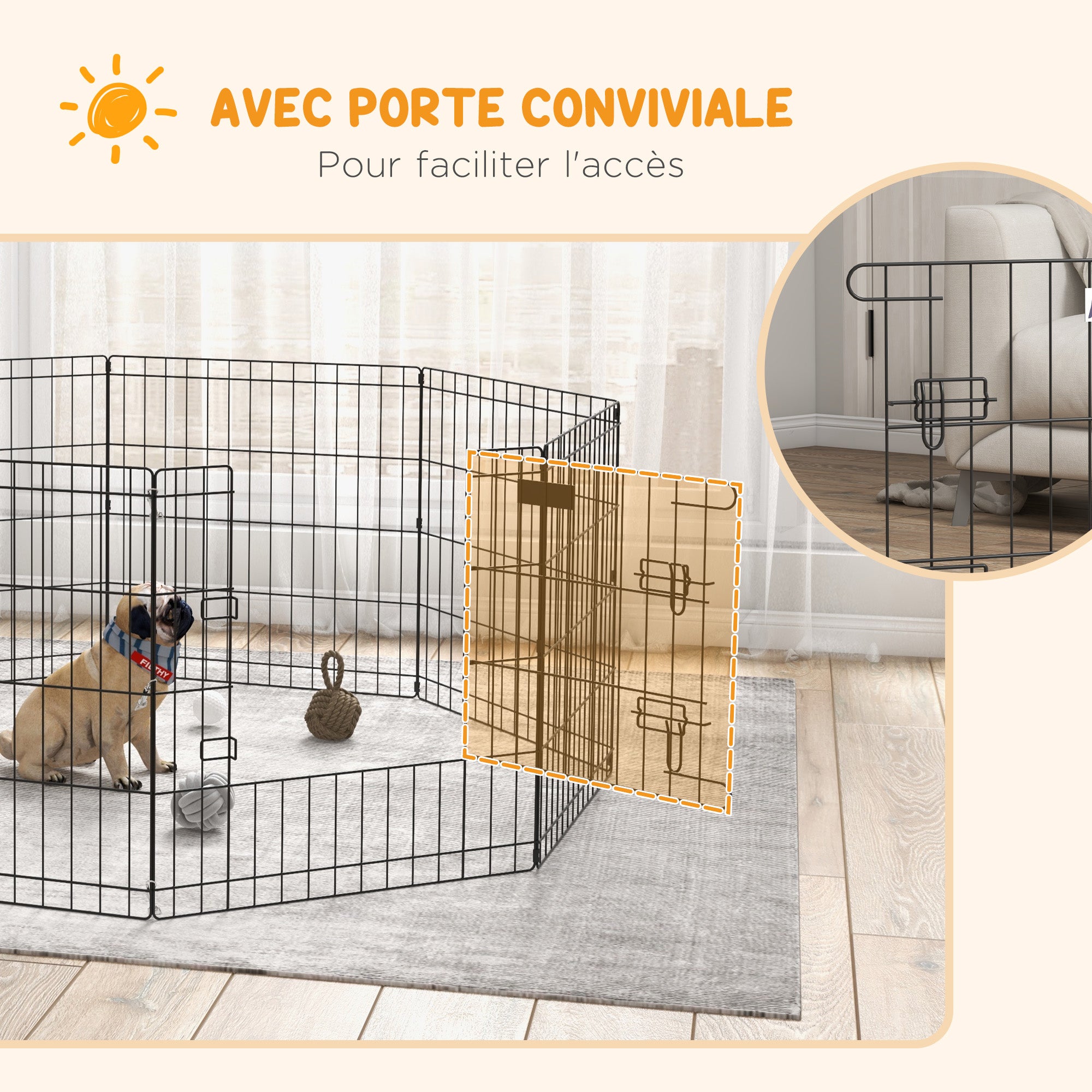Parc enclos modulable pour chiens lapins rongeurs clôture pour petits animaux intérieur et extérieur pliant 8 panneaux