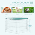 Parc pour chien, enclos chien 6 panneaux avec toit, modulable et pliable, enclos portable 60H cm avec porte, clôture pour chat, chiens de petit taille, intérieur et extérieur, argent, vert
