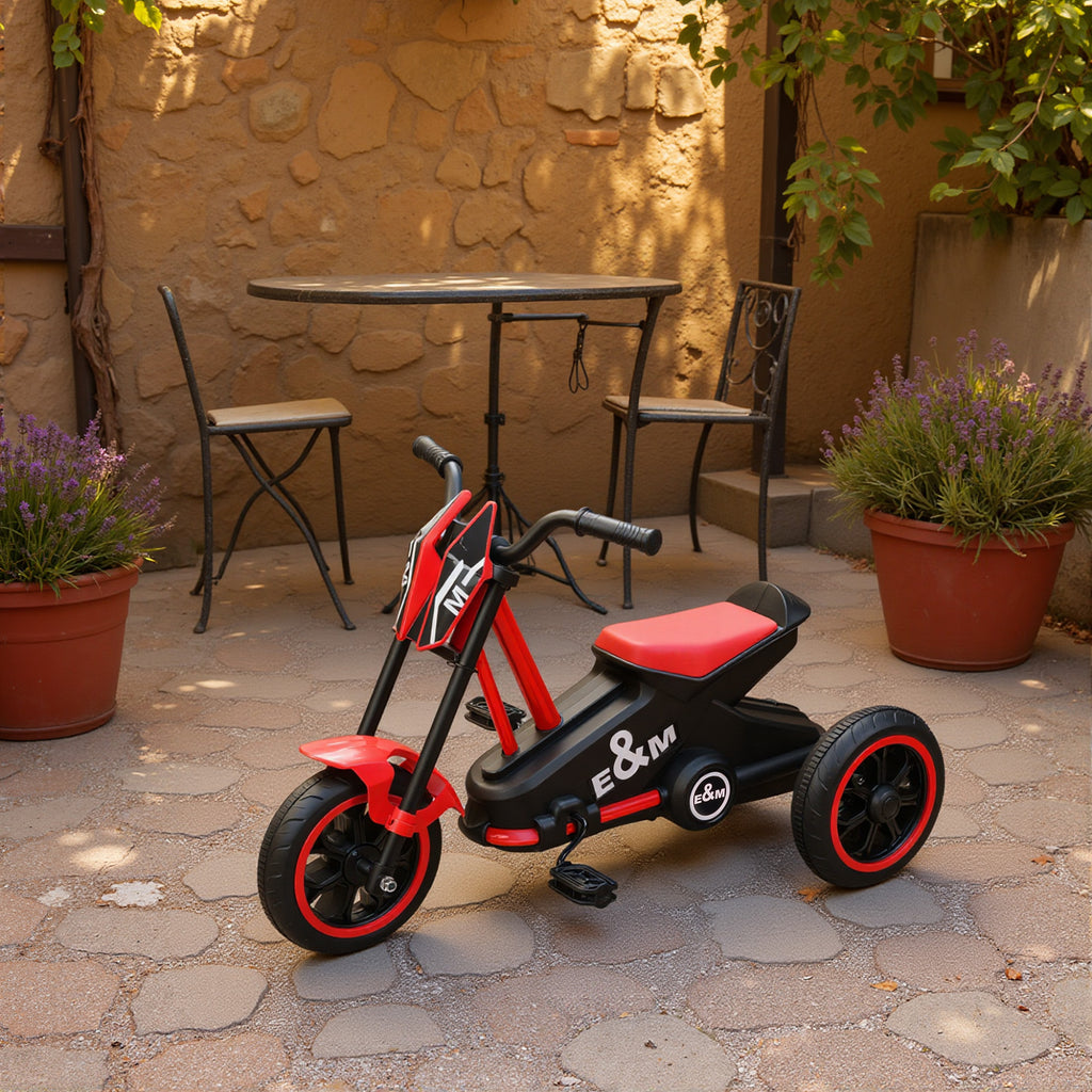 Tricycle pour enfants, vélo d'équilibre 3 roues avec pédale pour 18 à 36 mois, pour intérieur et extérieur, rouge