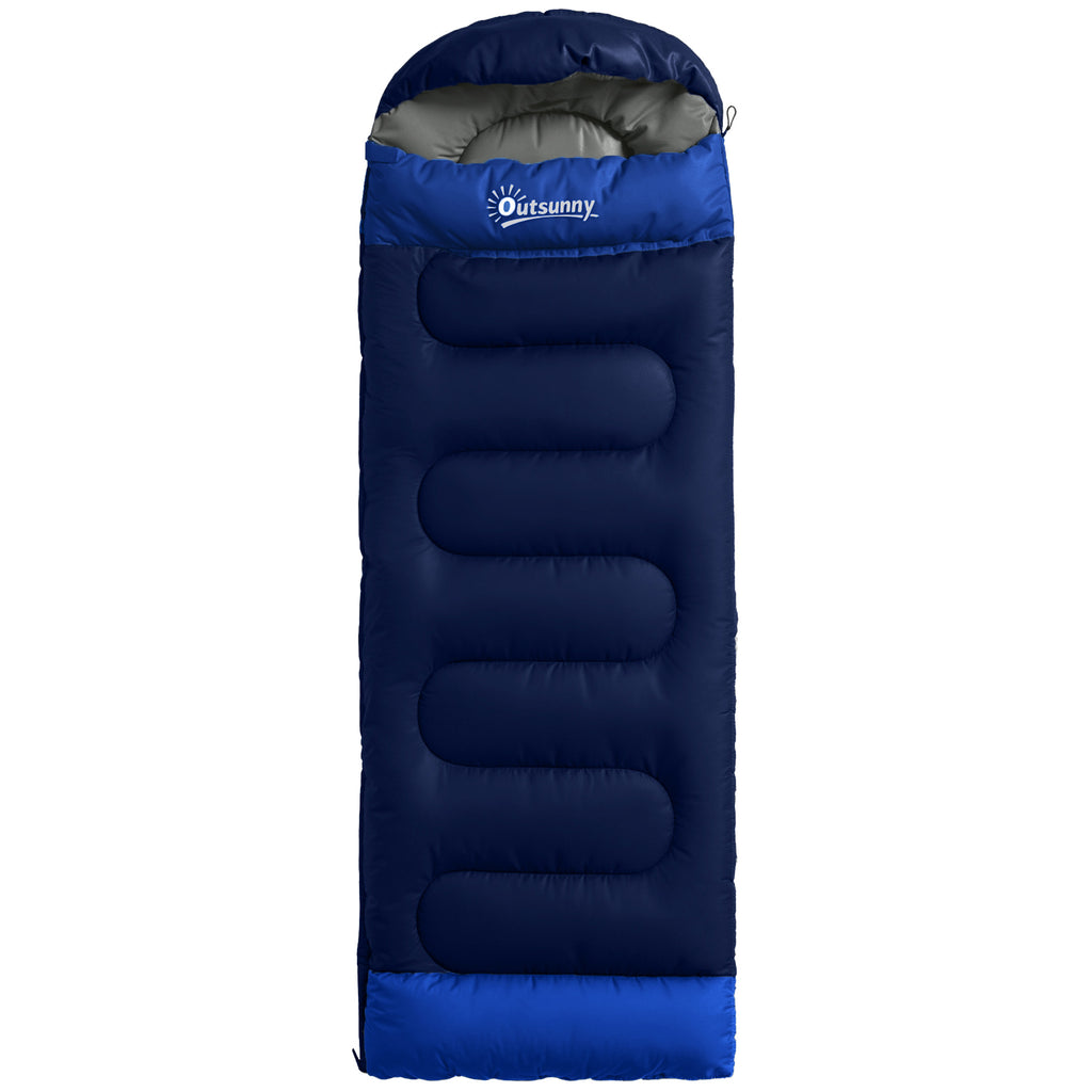 Sac de Couchage Adulte, avec Section Tête, Fermeture Éclair et Sac de Rangement, 300 g/m², 215x75x10cm, Bleu Marine