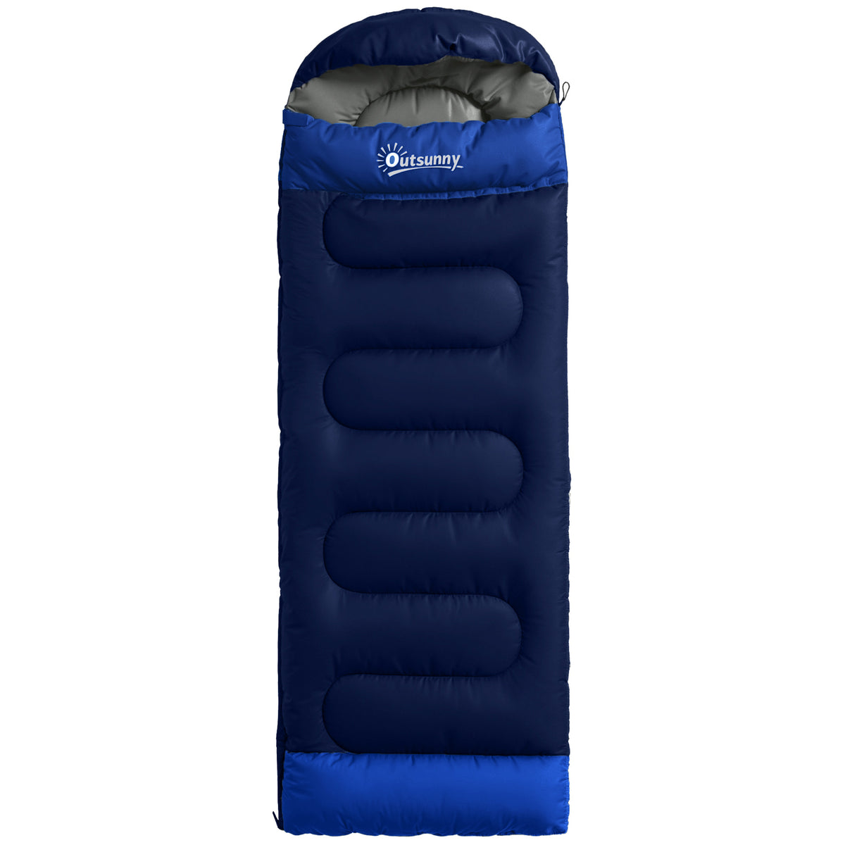 Sac de Couchage Adulte, avec Section Tête, Fermeture Éclair et Sac de Rangement, 300 g/m², 215x75x10cm, Bleu Marine